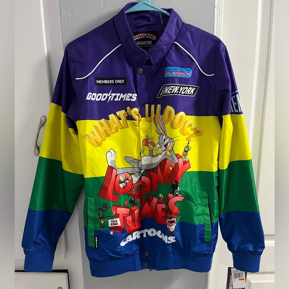 Members Only Racer Jacket Looney Tunes Men’s Medium Multicolor Unique Size Small - Picture 1 of 3
